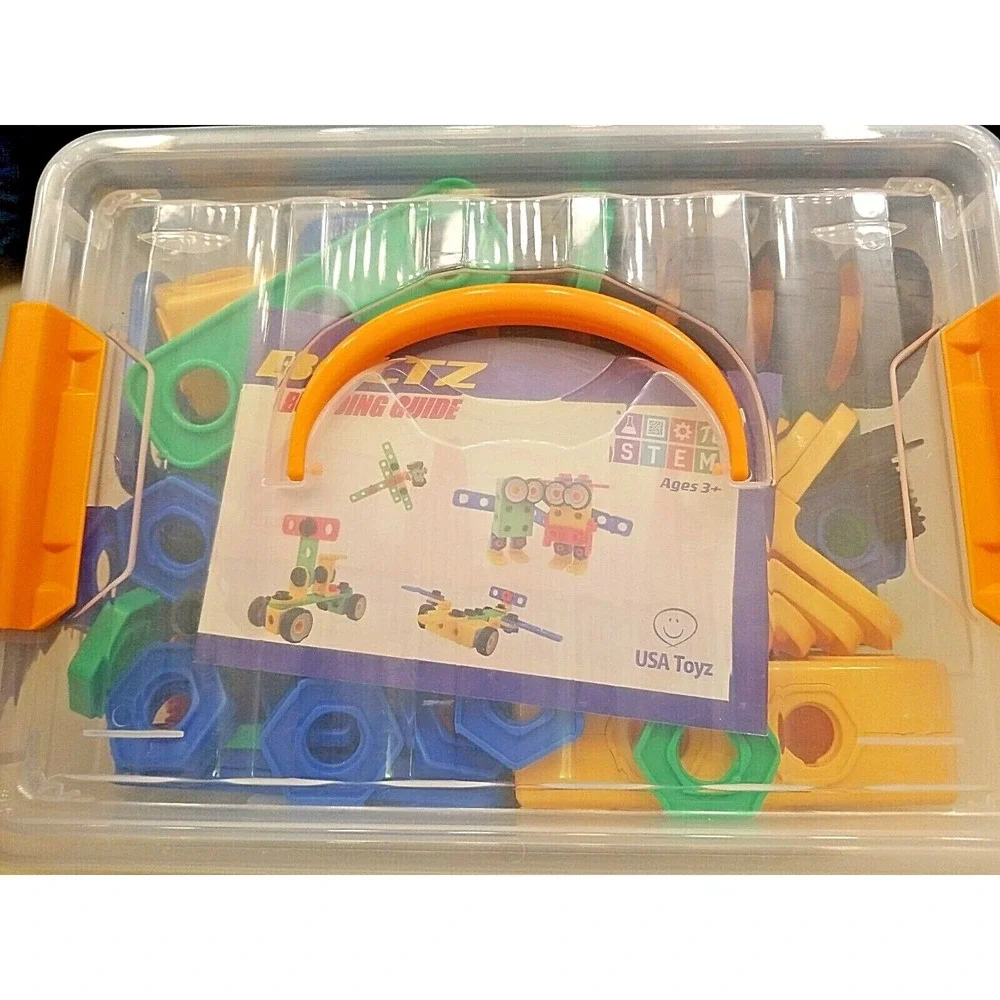 USA Toyz Boltz Classic Building Set 101 Pieces STEM Construction Kids Toy Bin
